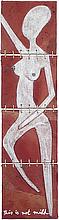 Esto no es leche, klick zum vergr�ssern Esto no es leche','Técnica mixta: papel tis�, fibra de algod�n, acr�lico y piol�n abusado sobre madera, 14 cm x 53,3 cm