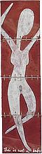 Esto no es un bebé, klick zum vergr�ssern Esto no es un bebé','Técnica mixta: papel tis�, fibra de algod�n, acr�lico y piol�n abusado sobre madera, 14 cm x 54 cm